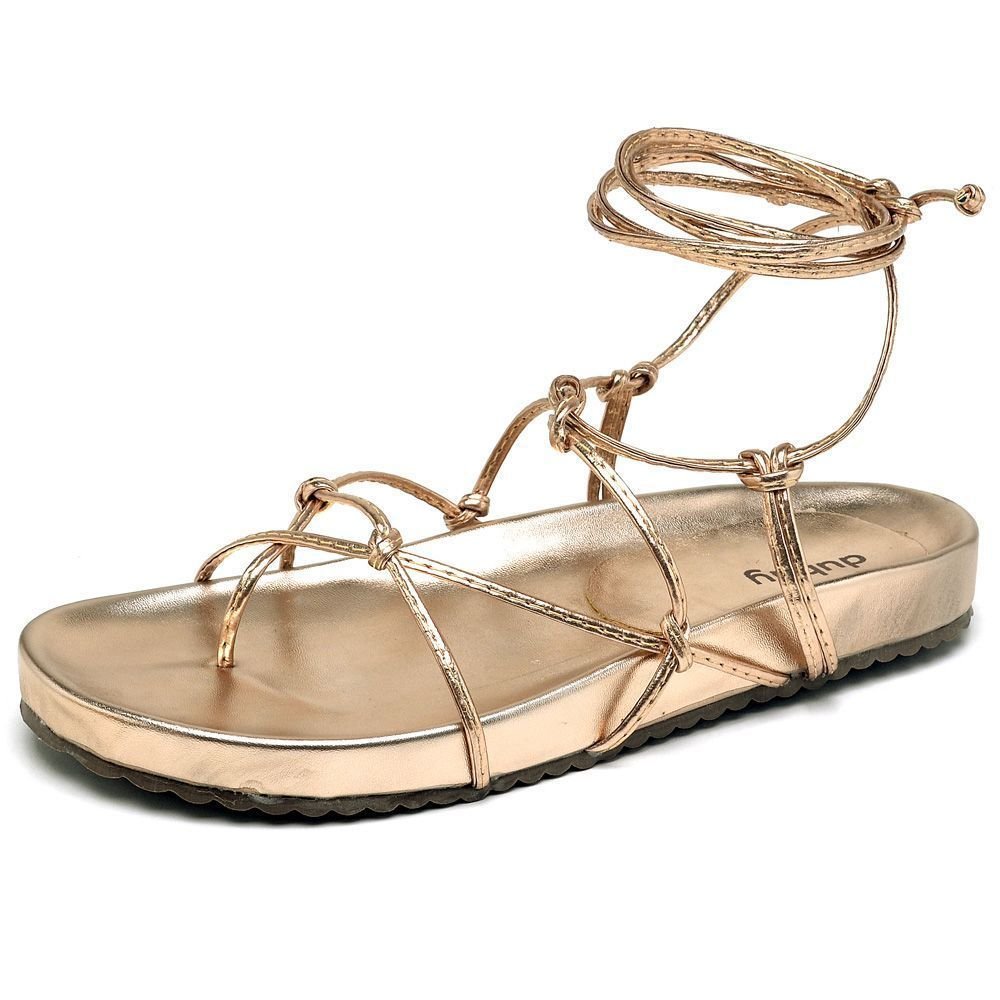 Sandália Rasteira Feminina Papete DUBUY 2040FG Dourado 2