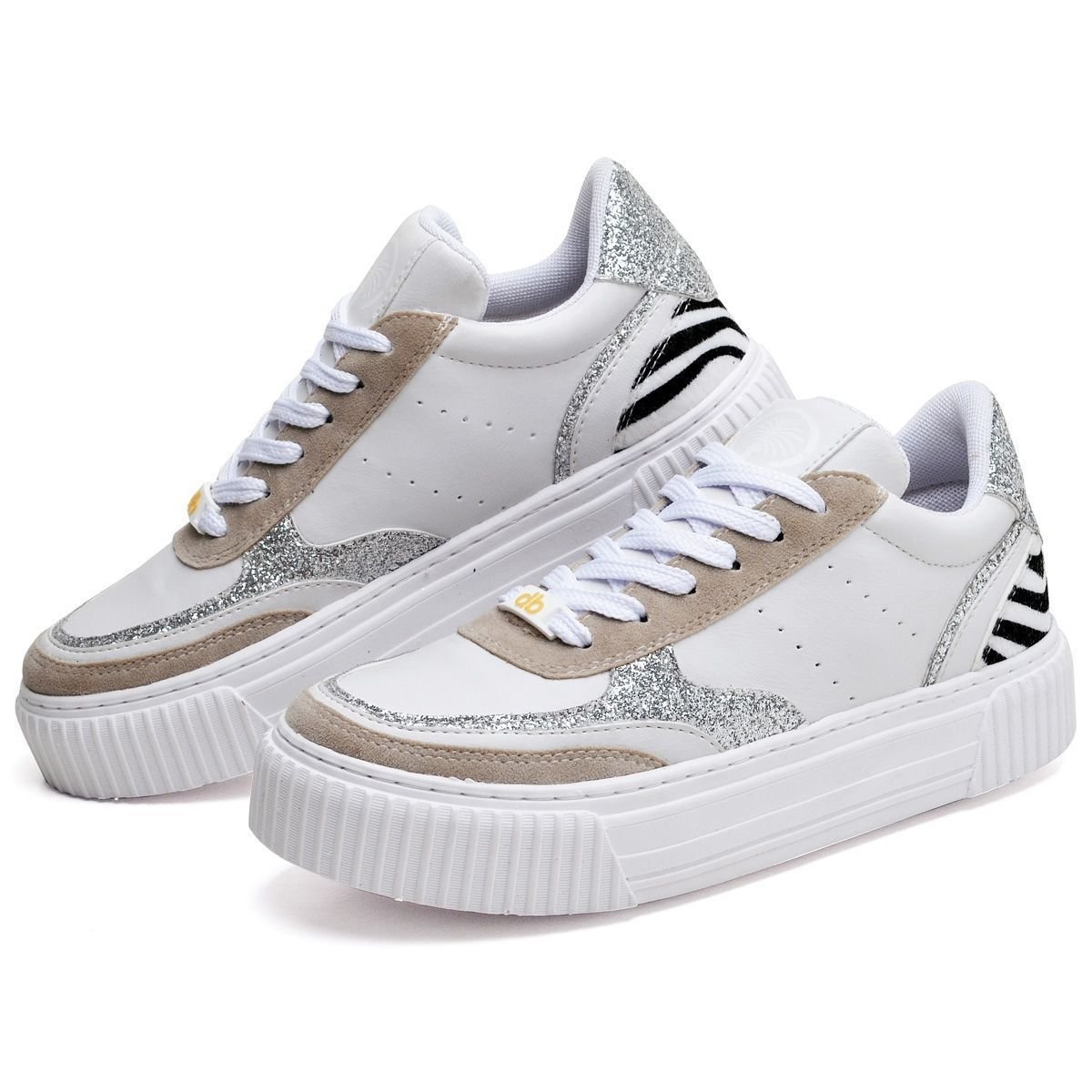 Tênis Feminino Sneacker Street DUBUY 035FG Branco/Bege/Prata 2