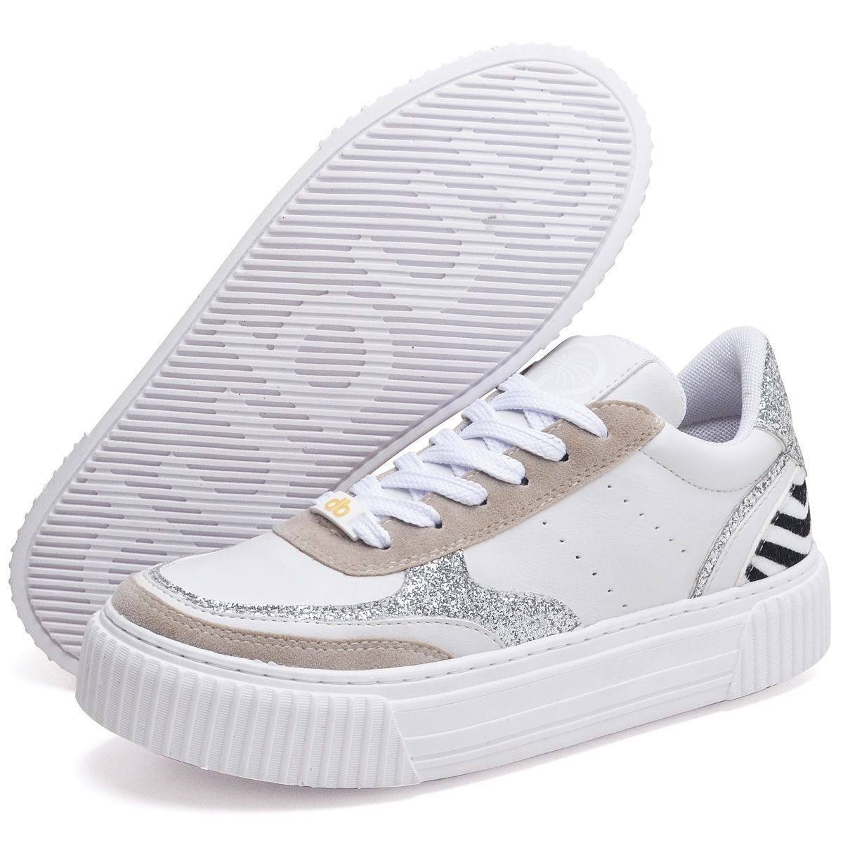 Tênis Feminino Sneacker Street DUBUY 035FG Branco/Bege/Prata 3