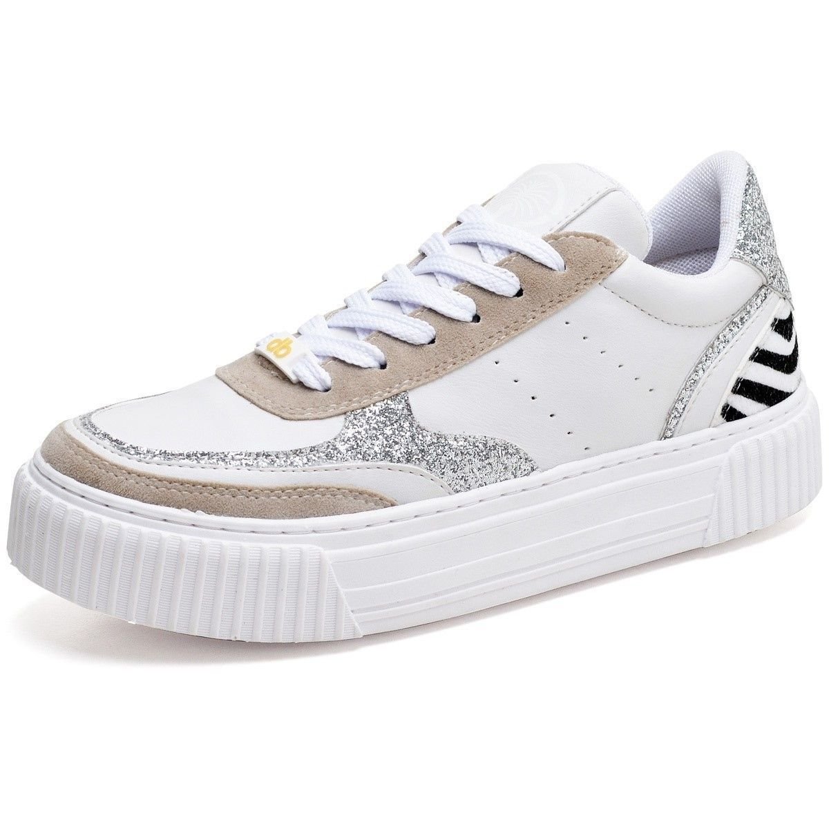 Tênis Feminino Sneacker Street DUBUY 035FG Branco/Bege/Prata 4