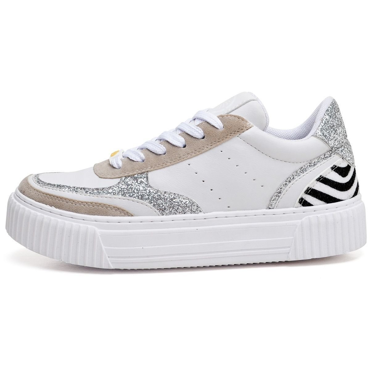 Tênis Feminino Sneacker Street DUBUY 035FG Branco/Bege/Prata 5