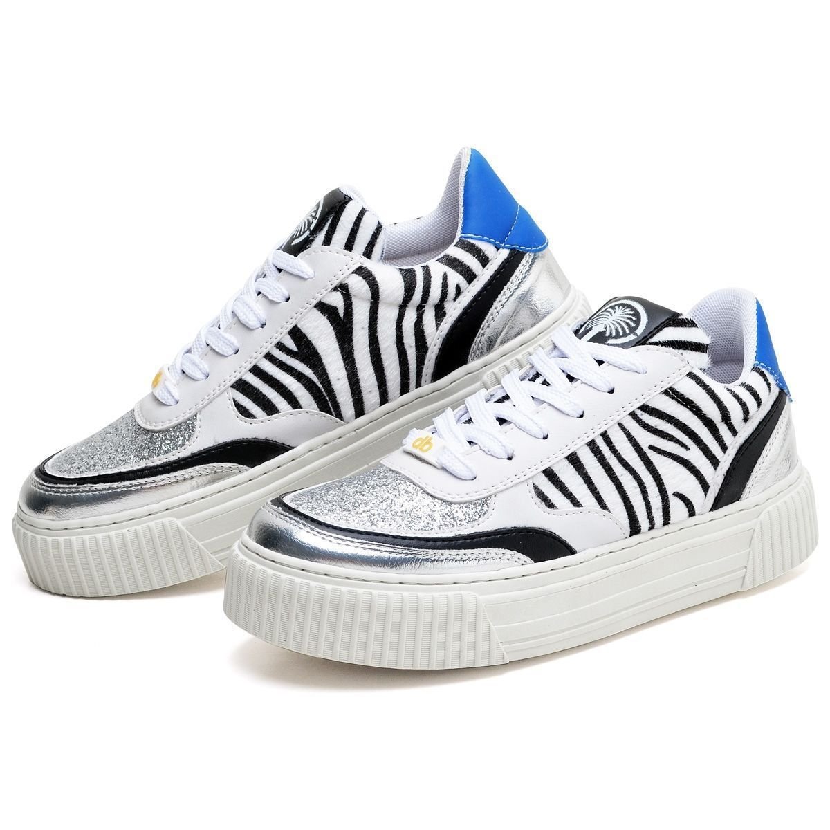 Tênis Feminino Sneacker Street Animal Print DUBUY 039FG Branco/Preto/Azul 2