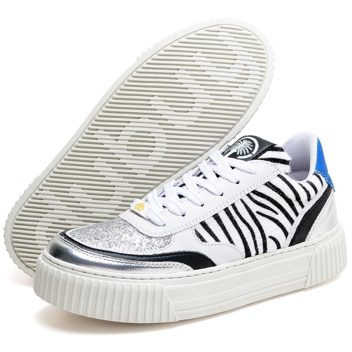 Tênis Feminino Sneacker Street Animal Print DUBUY 039FG Branco/Preto/Azul 3