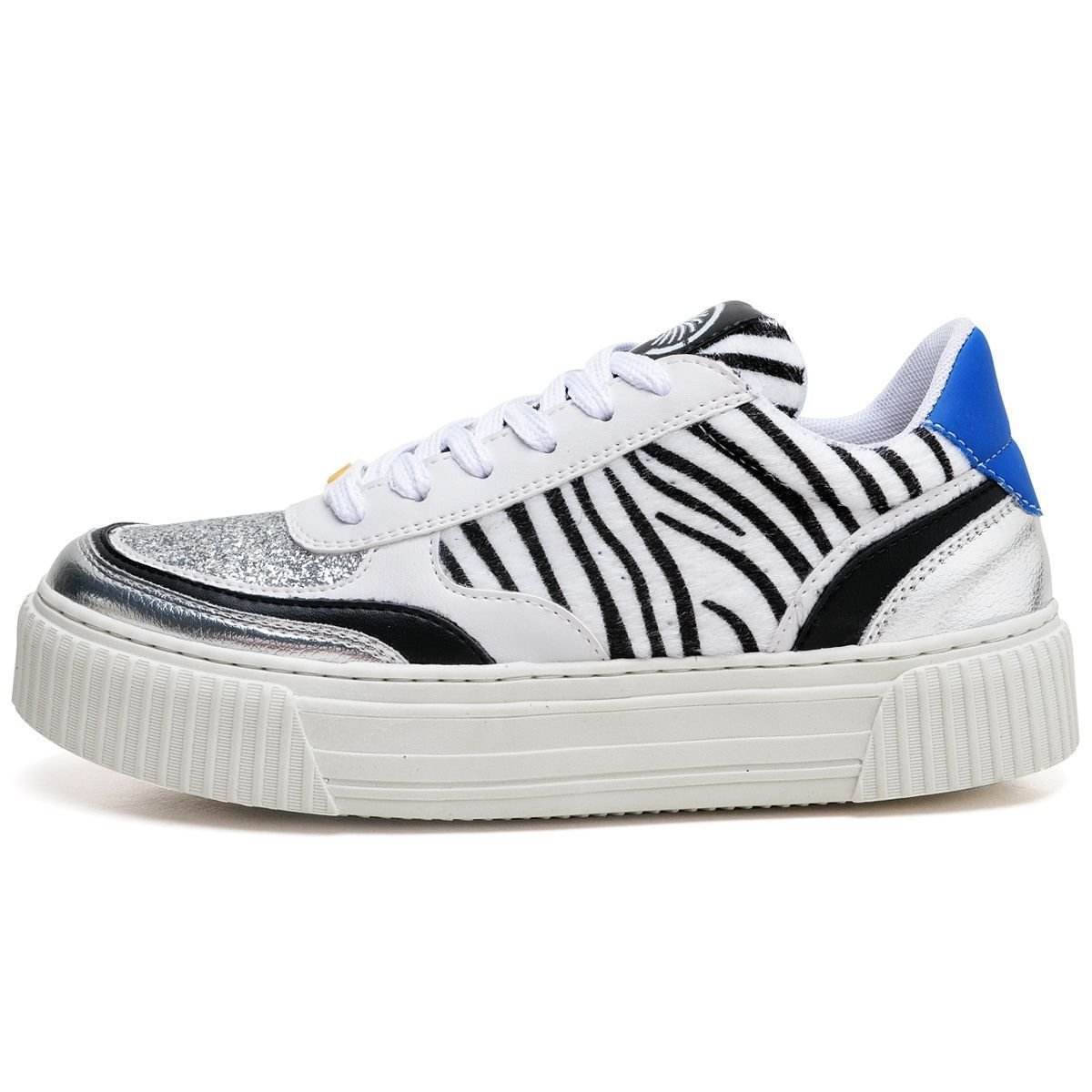 Tênis Feminino Sneacker Street Animal Print DUBUY 039FG Branco/Preto/Azul 5