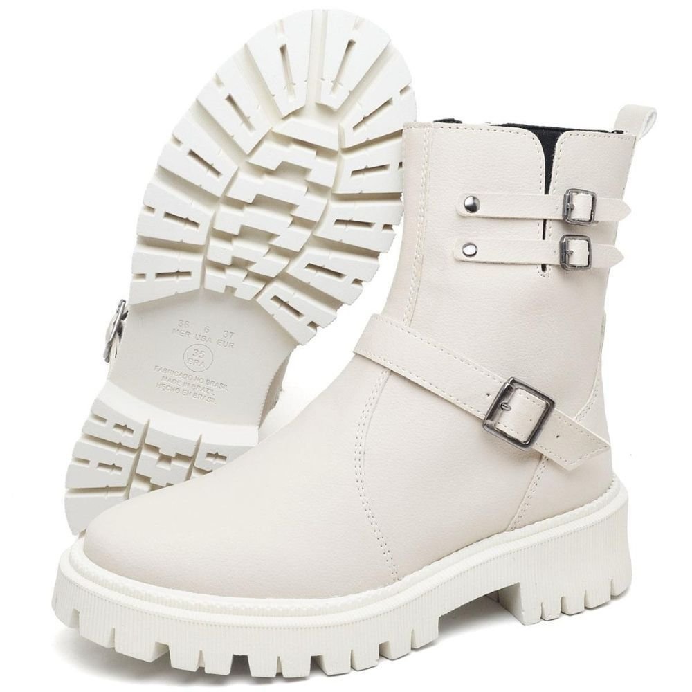 Bota Coturno Feminina Tratorada DUBUY 1202FG Bege 5