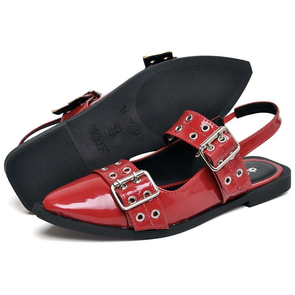 Sapatilha Feminina de Fivela DUBUY 1302FG Vermelho 5
