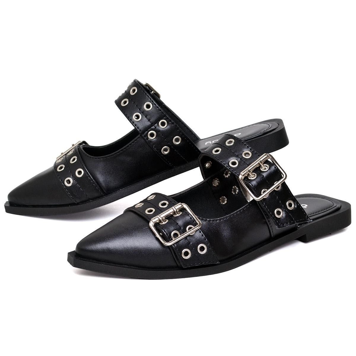 Sapatilha Mule Feminina Slingback DUBUY 1304FG Preto 2