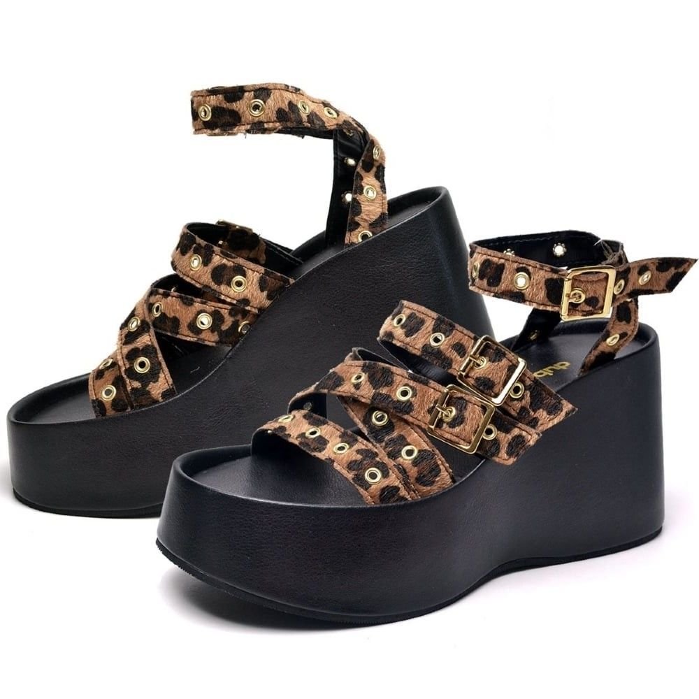 Tamanco Sandália Plataforma Feminino DUBUY 2102FG Onça 2