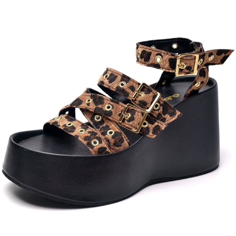 Tamanco Sandália Plataforma Feminino DUBUY 2102FG Onça 3