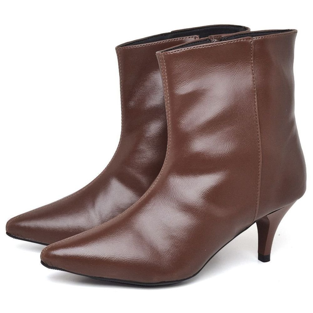 Bota Salto Bico Fino Feminino DUBUY 1712FG Marrom 1