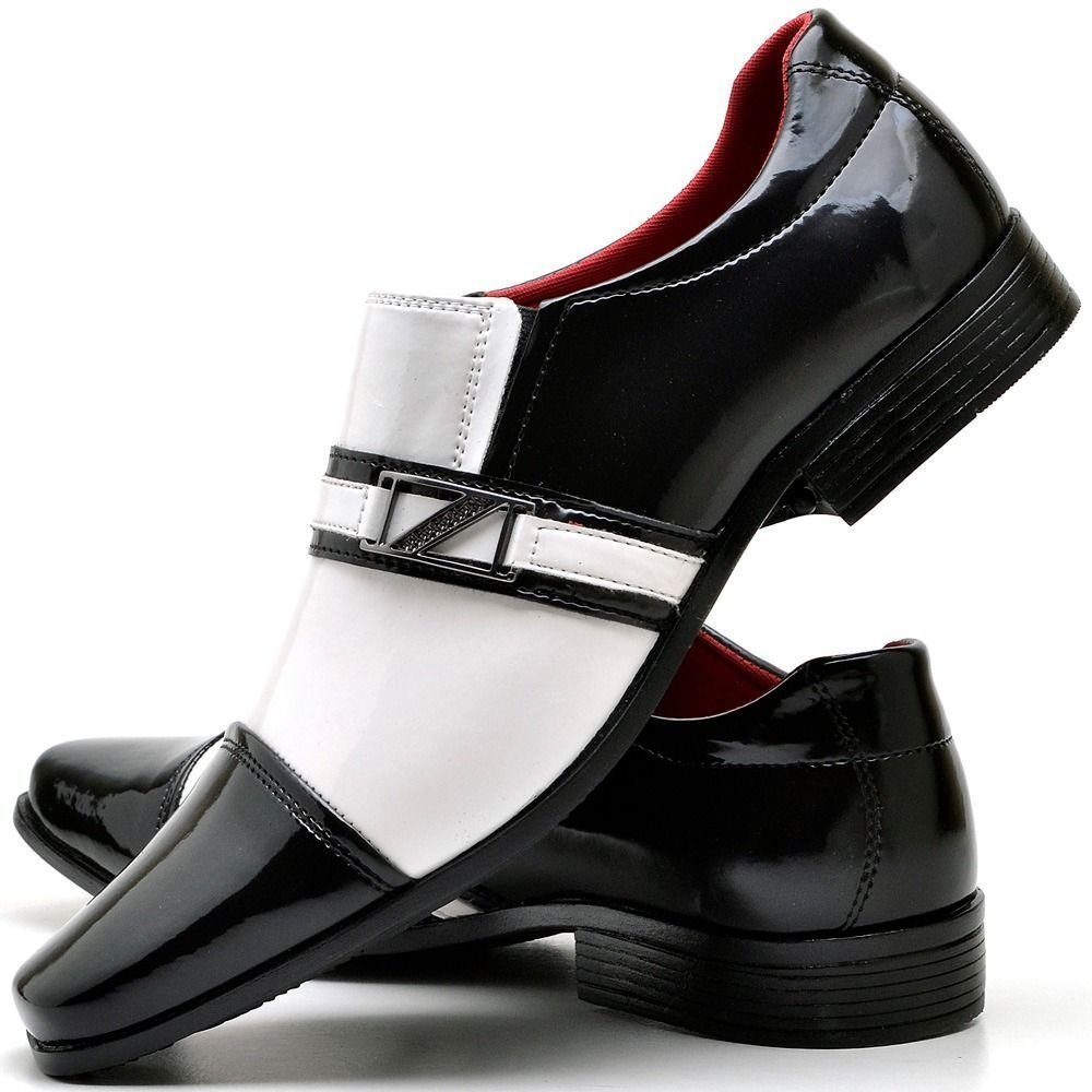 Sapato Social Masculino Com e Sem Verniz DUBUY 820FG Branco/Preto 2