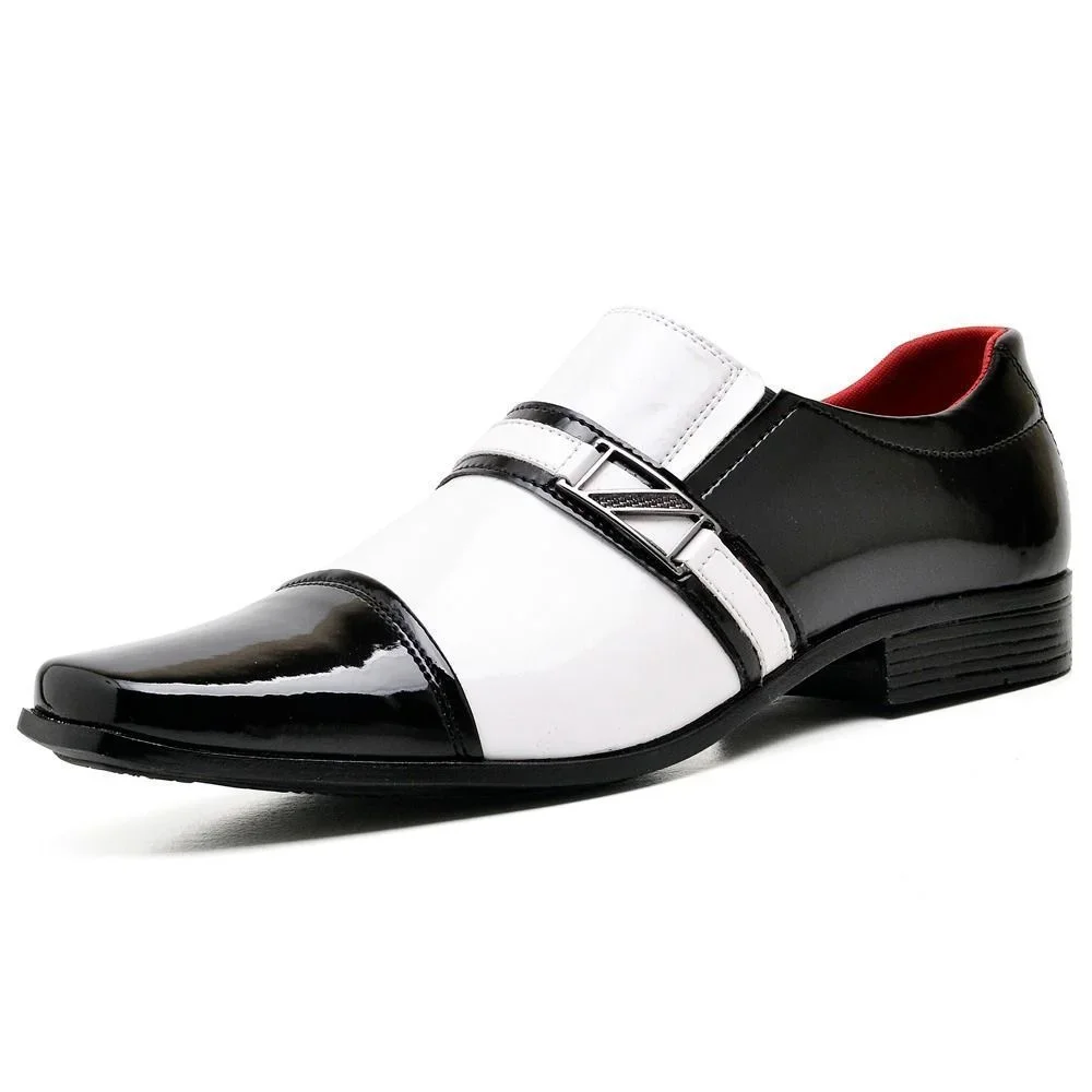 Sapato Social Masculino Com e Sem Verniz DUBUY 820FG Branco/Preto 3