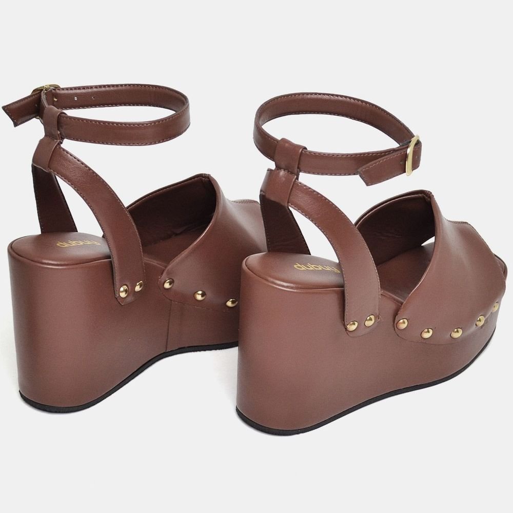 Sandália Tamanco Plataforma Feminina DUBUY 2108FG Marrom 4
