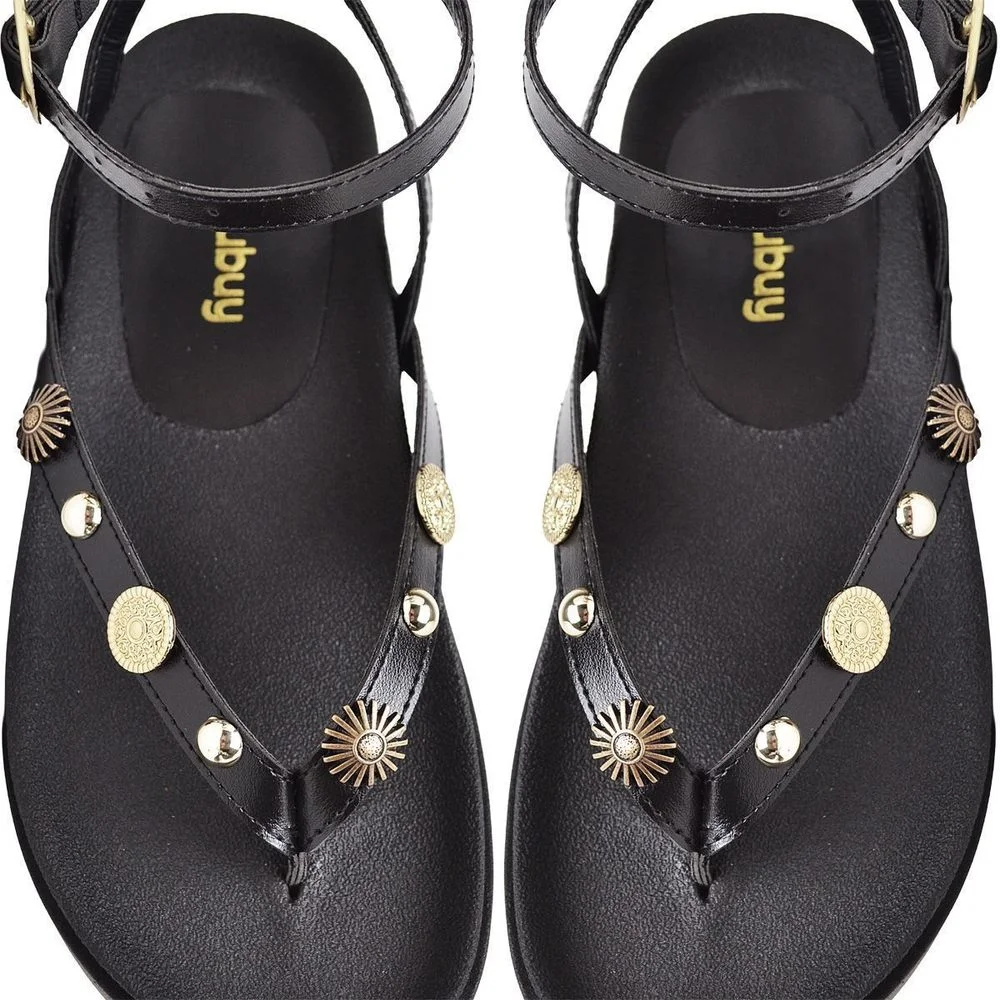 Sandália Feminina Detalhes Em Metal DUBUY 2094FG Preto 2