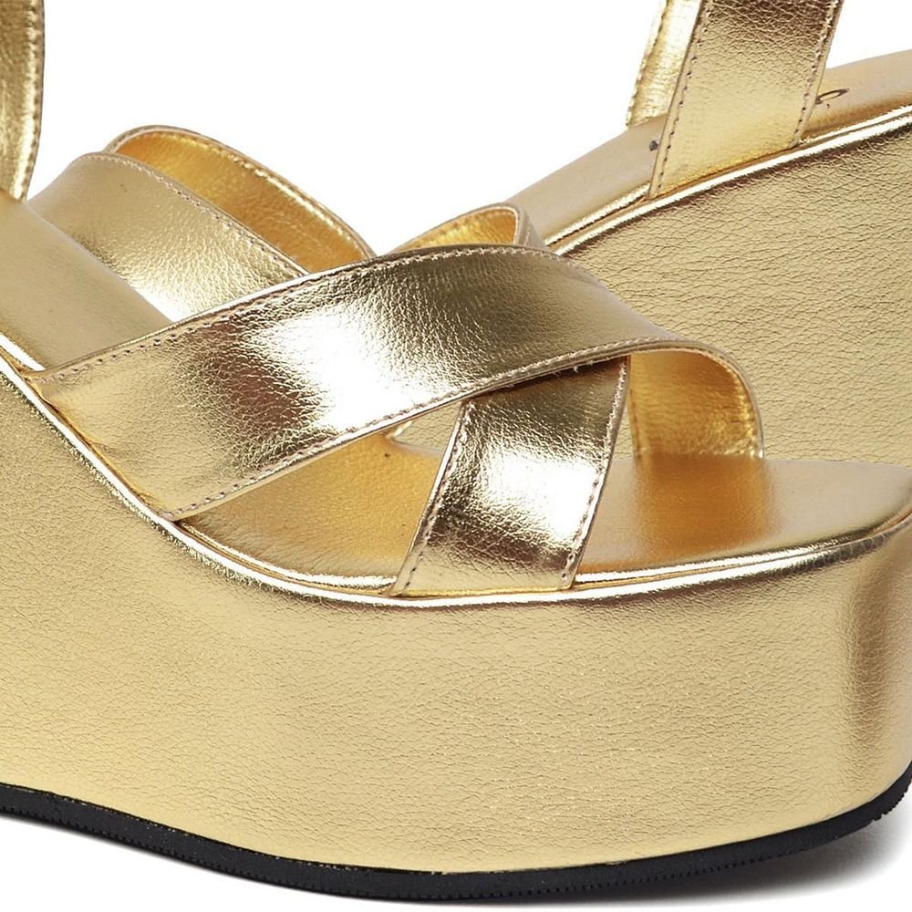 Sandália Plataforma Feminina Tamanco DUBUY 2112FG Dourado 4