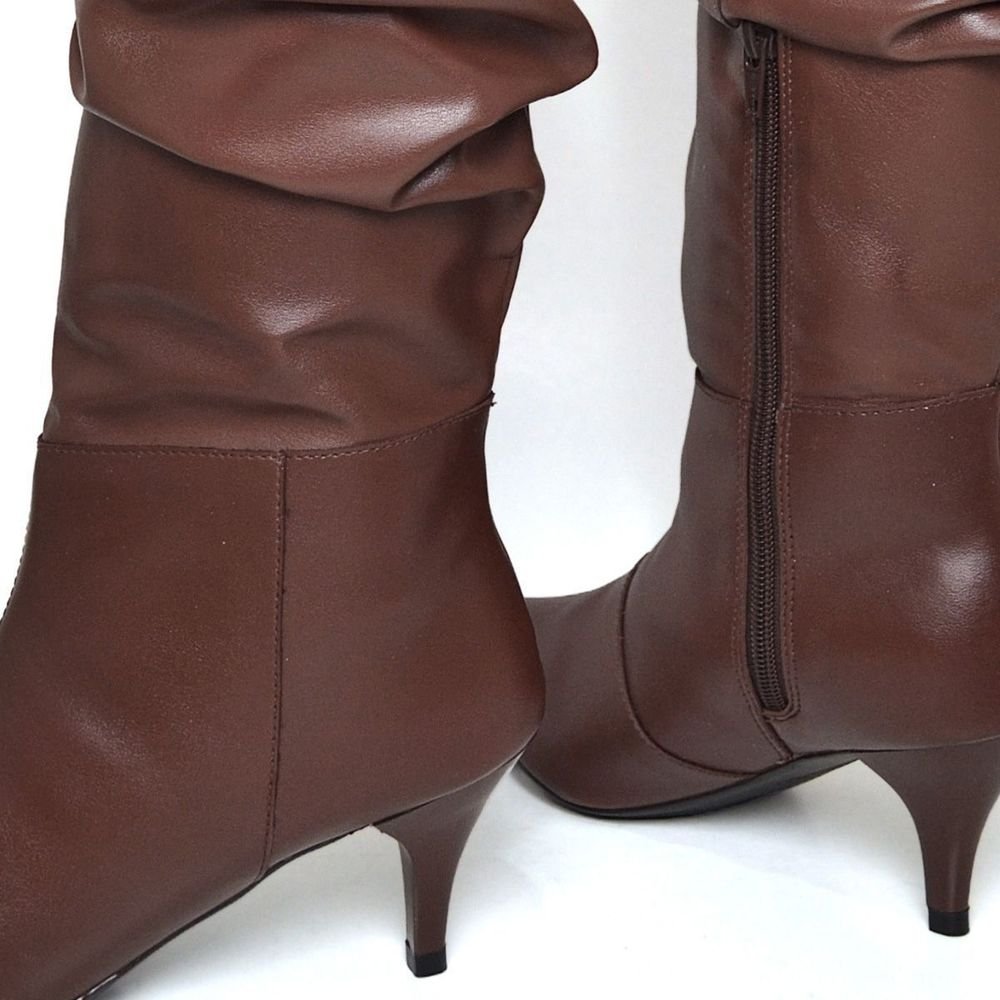 Bota Feminina Over The Knee Salto Bico Fino DUBUY 1710FG Marrom 4