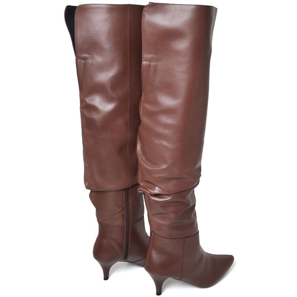 Bota Feminina Over The Knee Salto Bico Fino DUBUY 1710FG Marrom 5