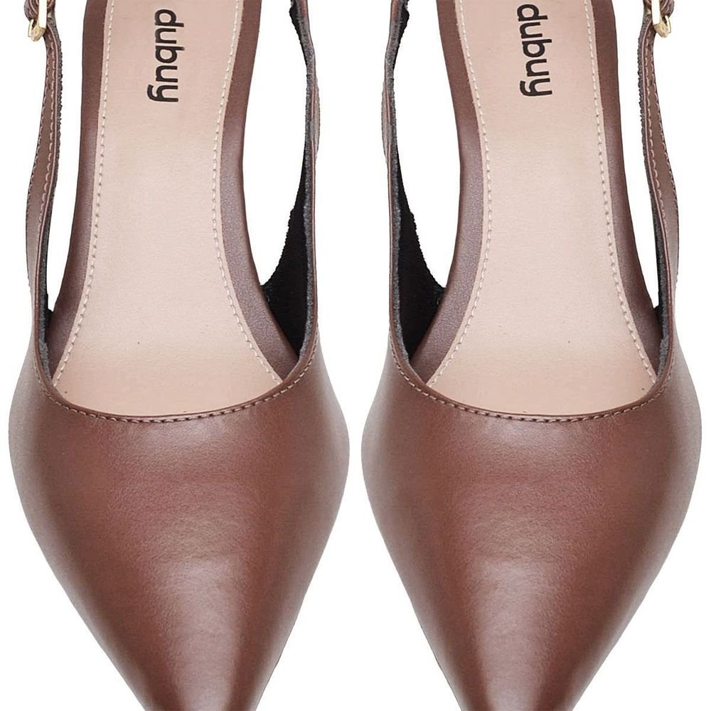 Sapato Feminino Scarpin Fivela Bico Fino DUBUY 1320FG Marrom 2