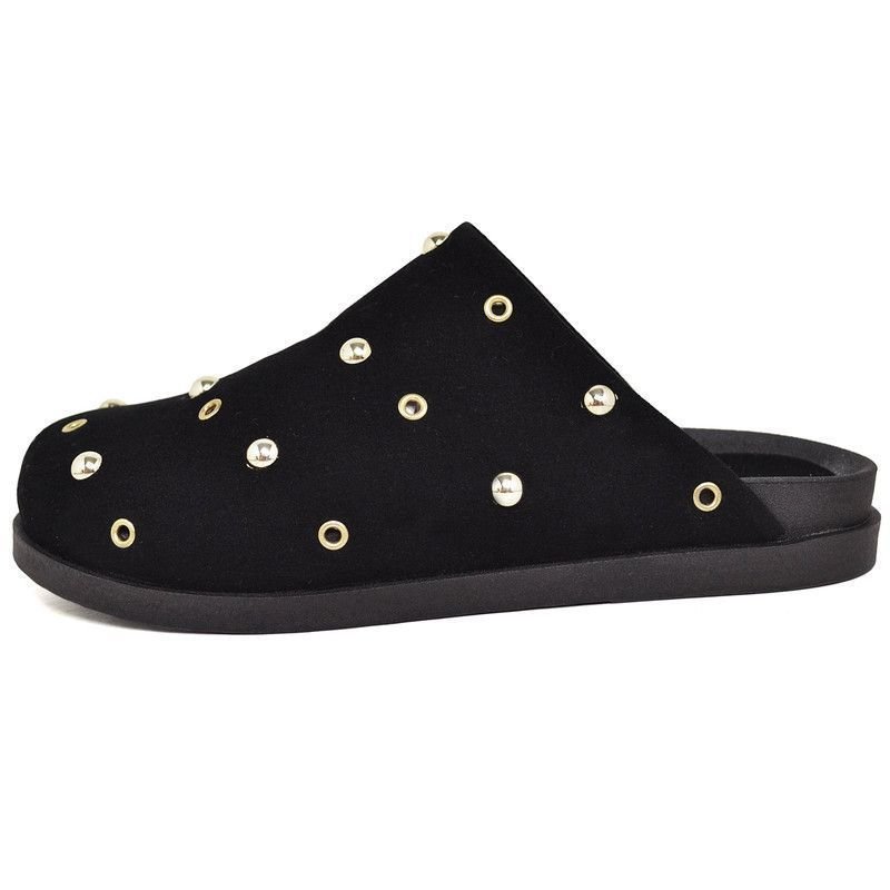 Mule Clog Babuche Feminino Detalhes Em Metal DUBUY 1910FG Preto 3