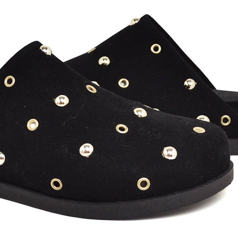 Mule Clog Babuche Feminino Detalhes Em Metal DUBUY 1910FG Preto 4