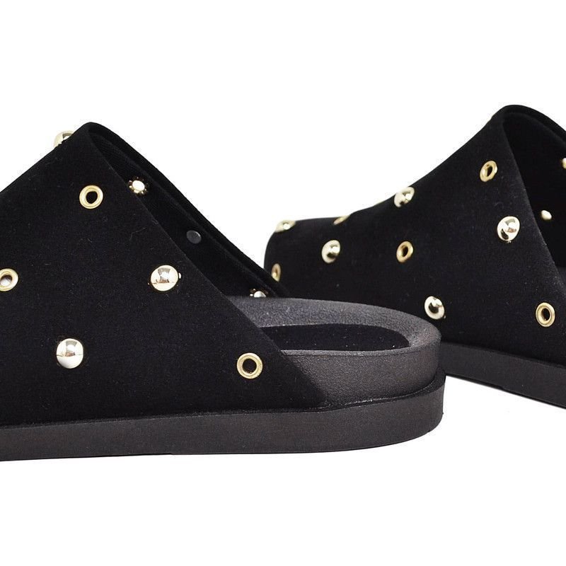 Mule Clog Babuche Feminino Detalhes Em Metal DUBUY 1910FG Preto 5