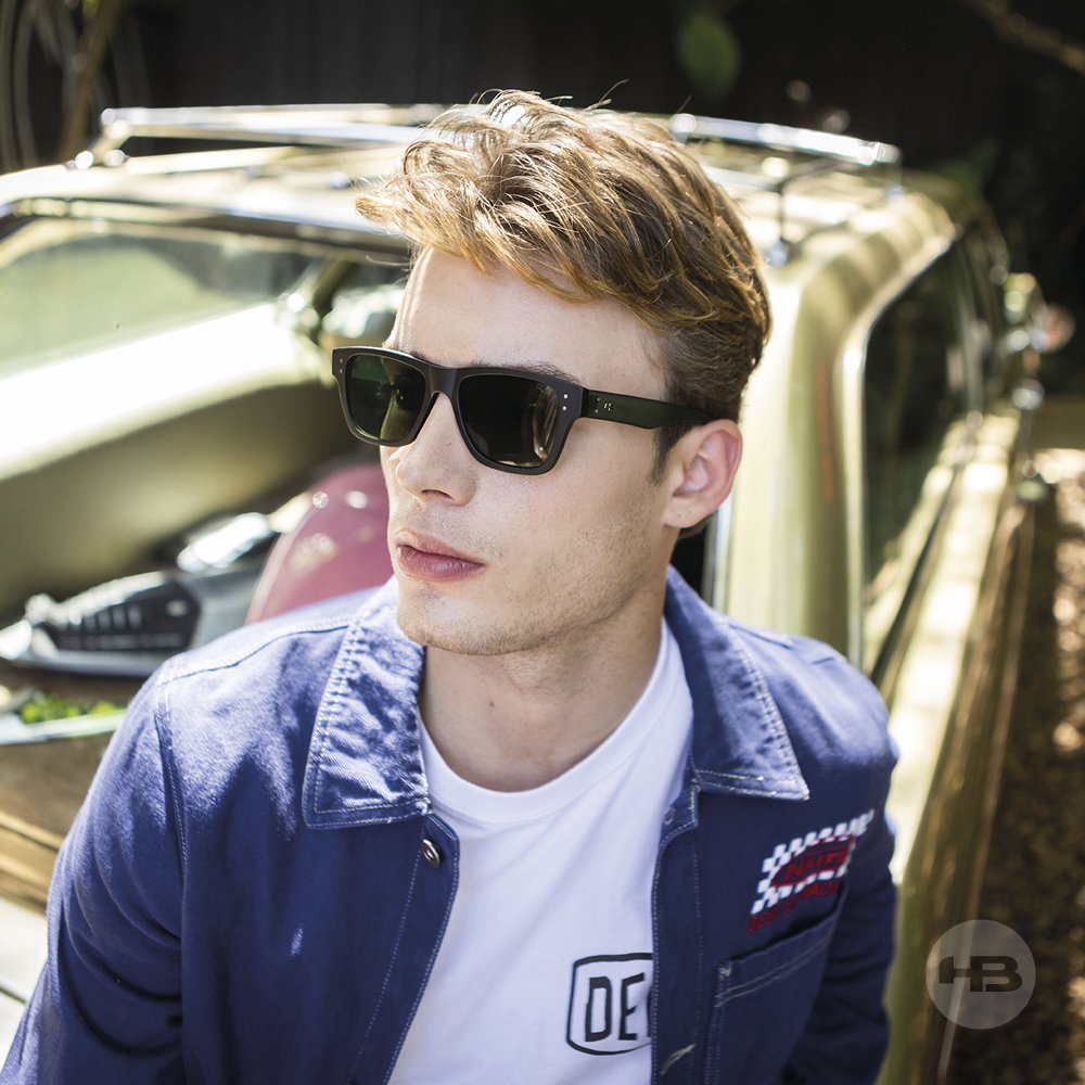 Óculos de Sol HB Foster - Preto Fosco e Verde 52 Preto 2