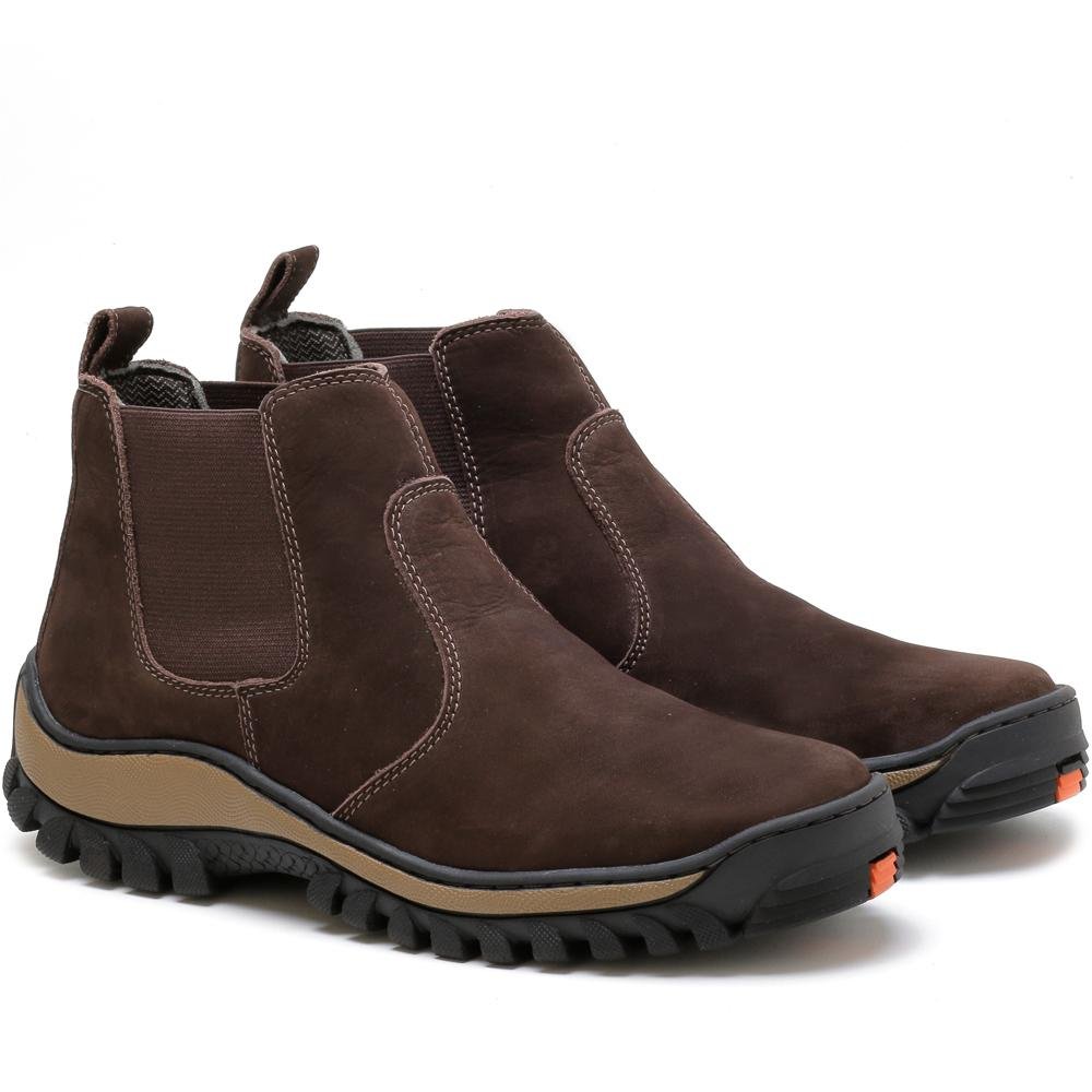 Bota Chelsea Masculina Couro Elástico Moderno Versátil Macio Marrom 1