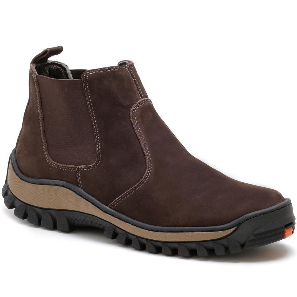 Bota Chelsea Masculina Couro Elástico Moderno Versátil Macio Marrom 2