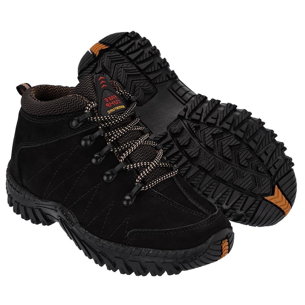 Bota Coturno Adventure Menino Cadarço Cano Curto Conforto Preto 2