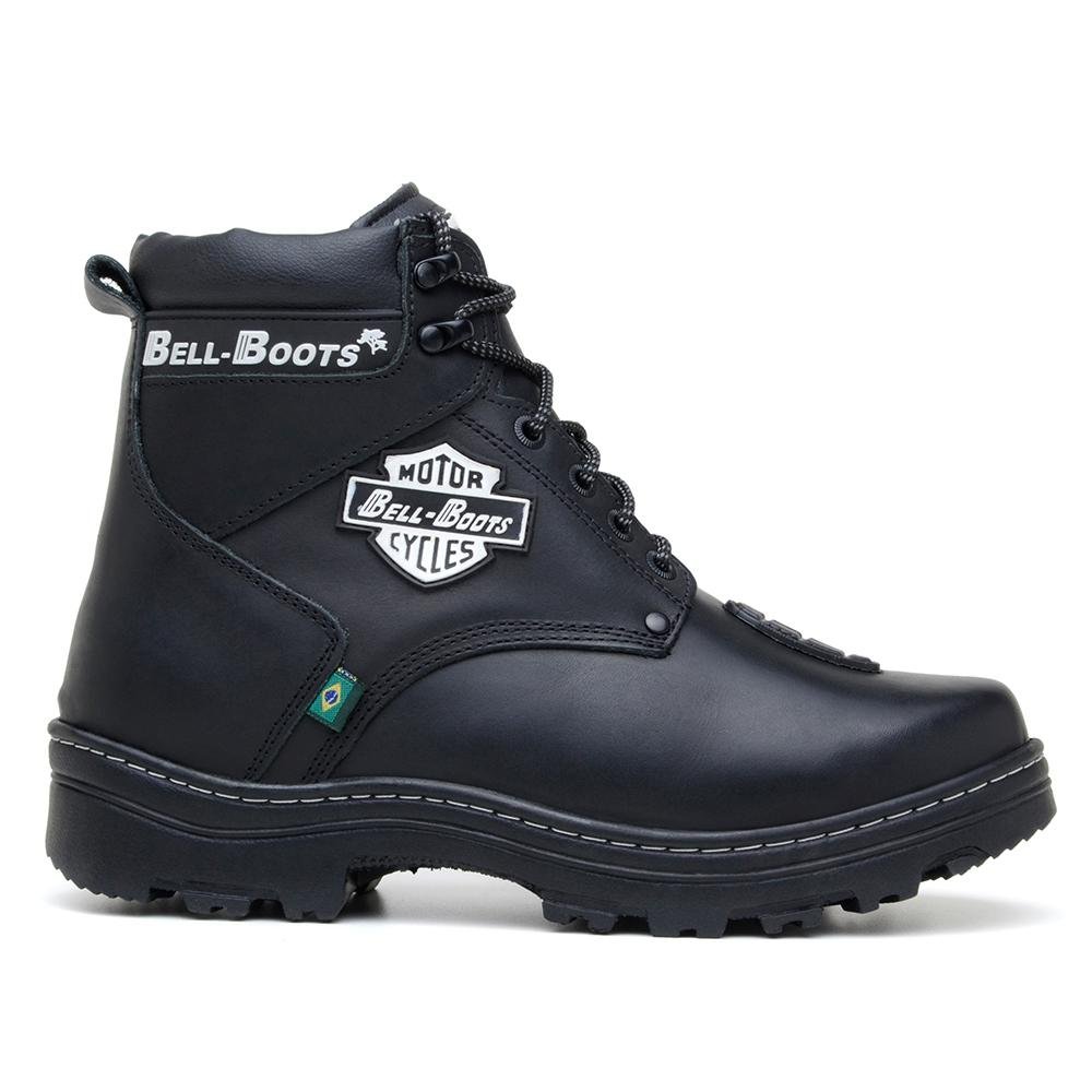 Bota Motociclista Masculina Cano Alto Conforto Básica Preto 1