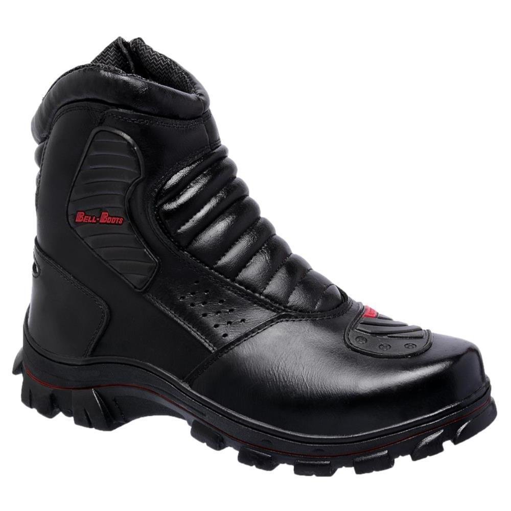 Bota Motociclista Masculina Couro Cano Alto Dia a Dia Preto 1