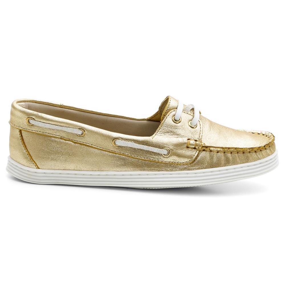 Dockside Feminino Couro Costura Ponto Seleiro Conforto Macio Dourado 2