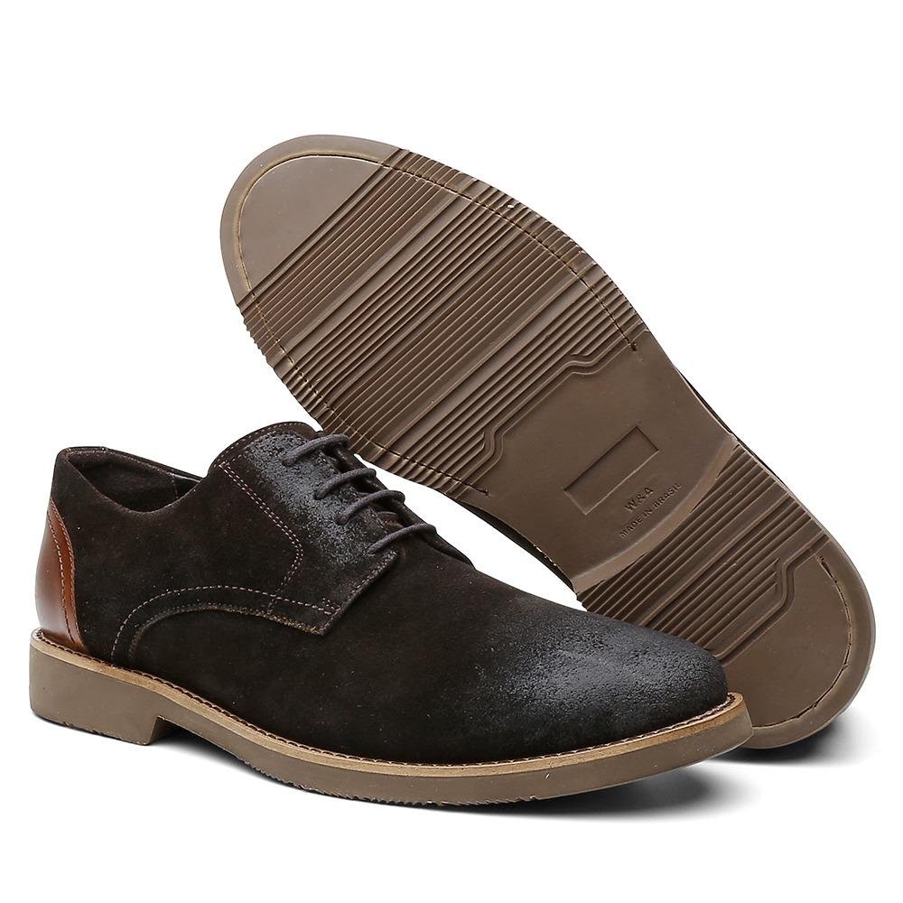 Sapato Derby Masculino Couro Borracha Conforto Macio Marrom 3