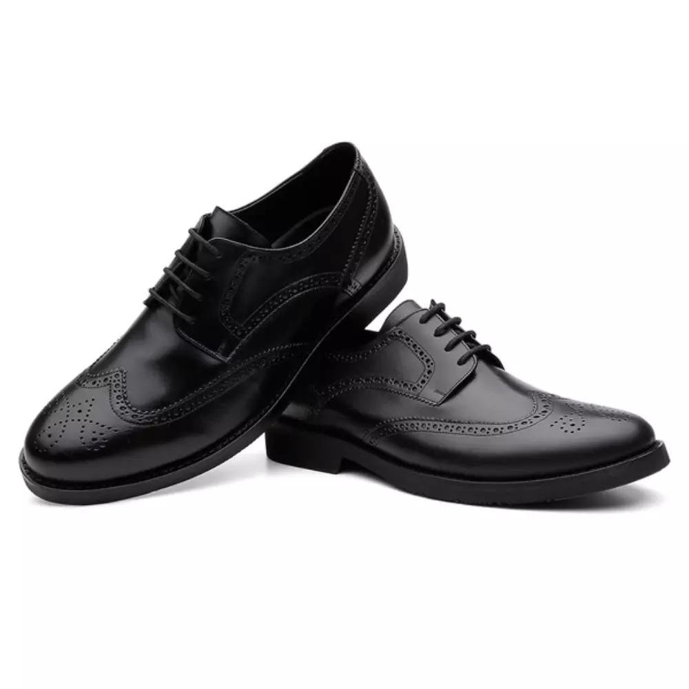 Sapato Oxford Masculino Couro Borracha Moderno Versátil Preto 2