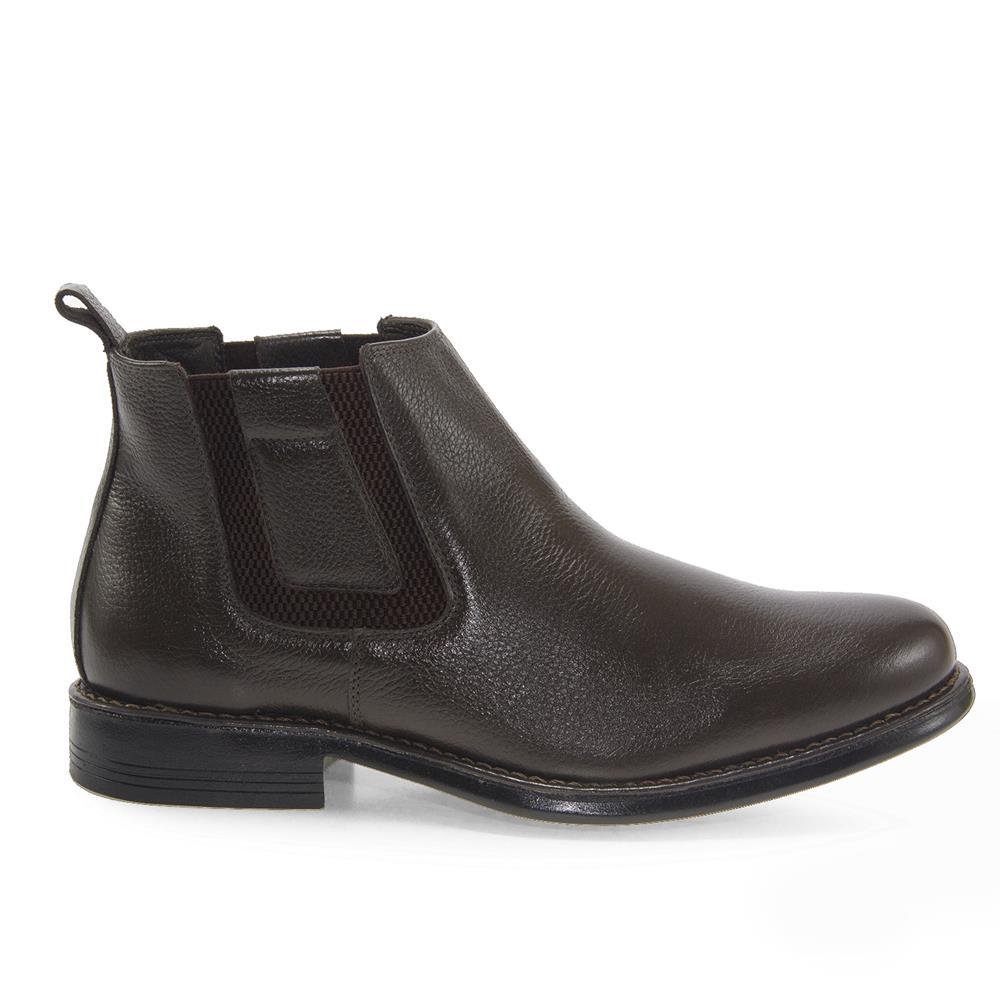 Bota Botina Chelsea Masculina Couro Elástico Moderna Casual Marrom 1