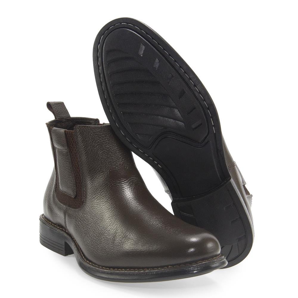 Bota Botina Chelsea Masculina Couro Elástico Moderna Casual Marrom 3