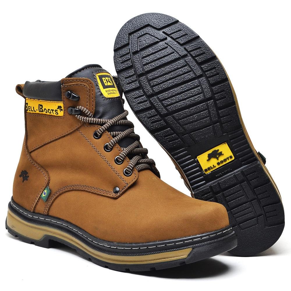 Bota Adventure Masculina Couro Cadarço Trekking Conforto Marrom 2