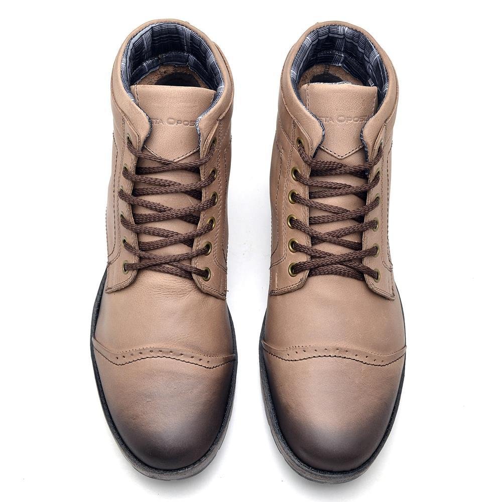 Bota Coturno Masculina Couro Cadarço Moderna Conforto Casual Marrom 2