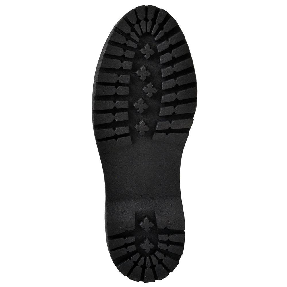 Coturno Feminino Bota Couro Cano Médio Cadarço Casual Preto 4