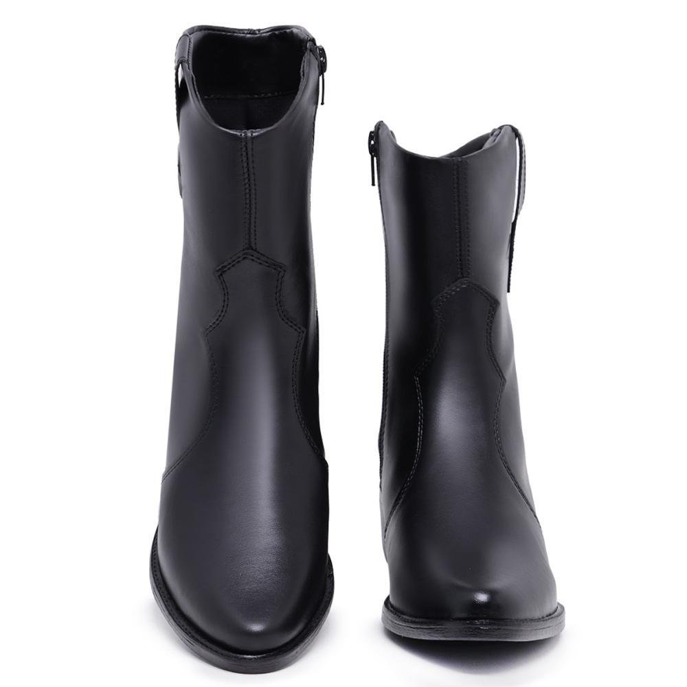 Bota Feminina Country Texana Zíper Cano Médio Confortável Preto 4