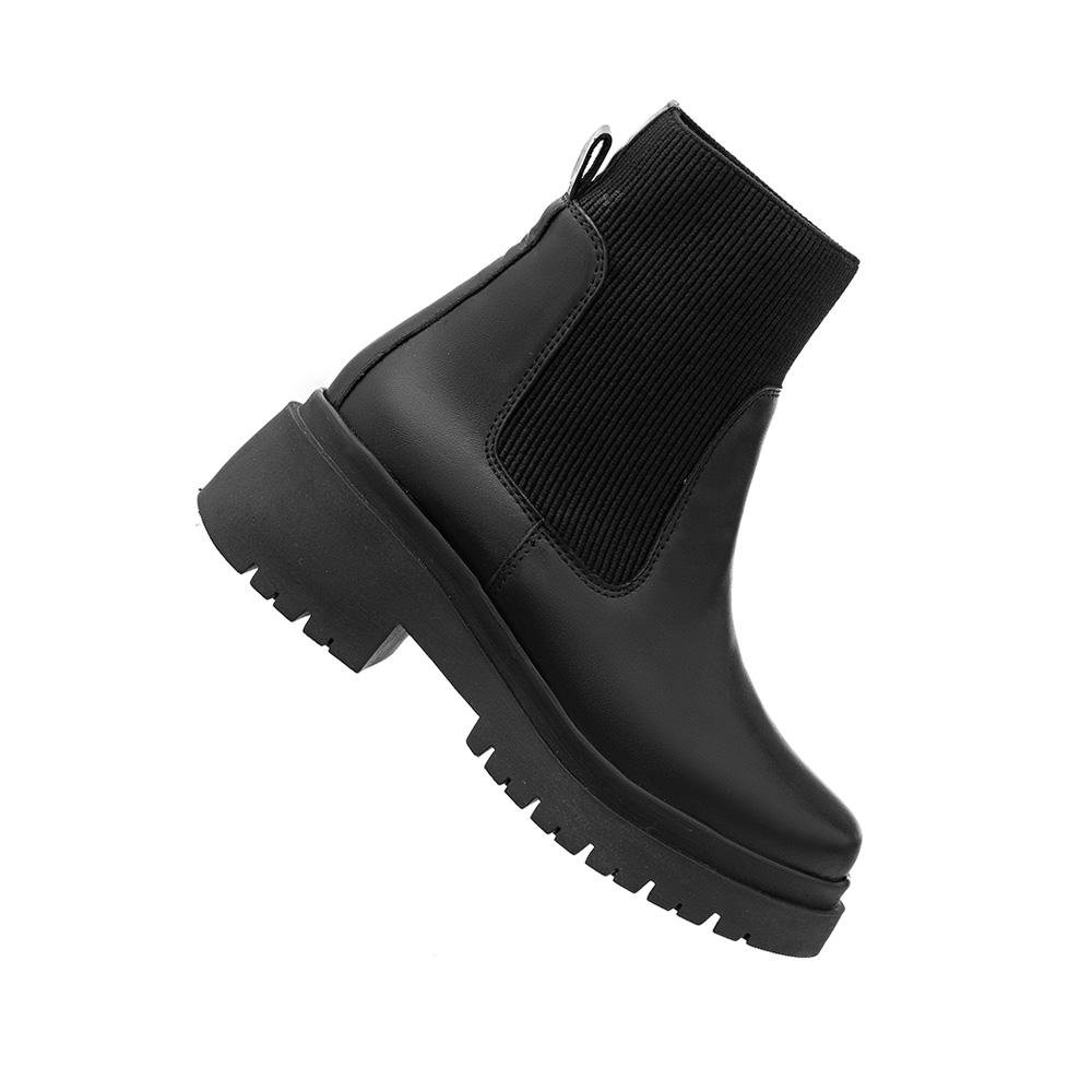 Bota Feminina Couro Chelsea Cano Curto Confortável Casual Preto 3