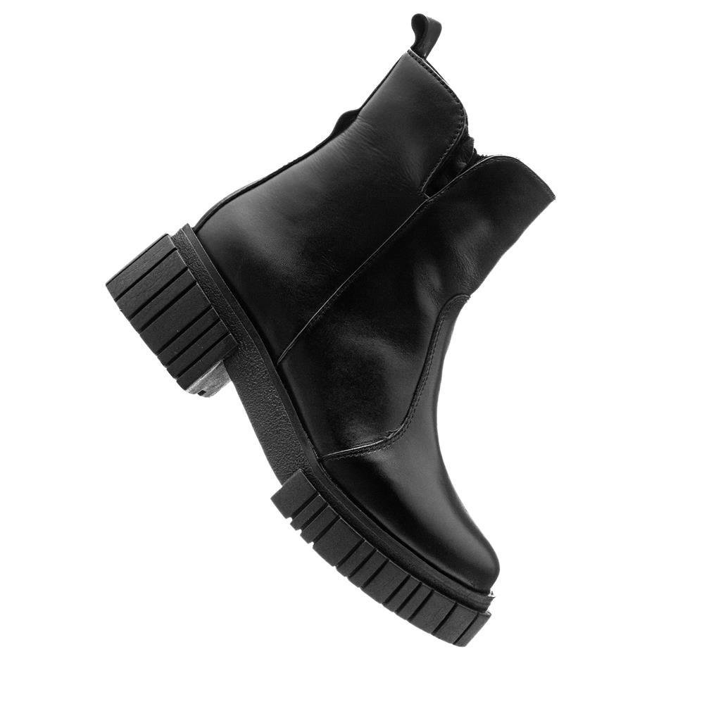 Bota Feminina Couro Chelsea Cano Curto Tratorada Confortável Preto 3