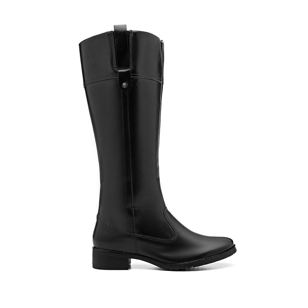 Bota Feminina Couro Montaria Cano Alto Confortável Casual Preto 2