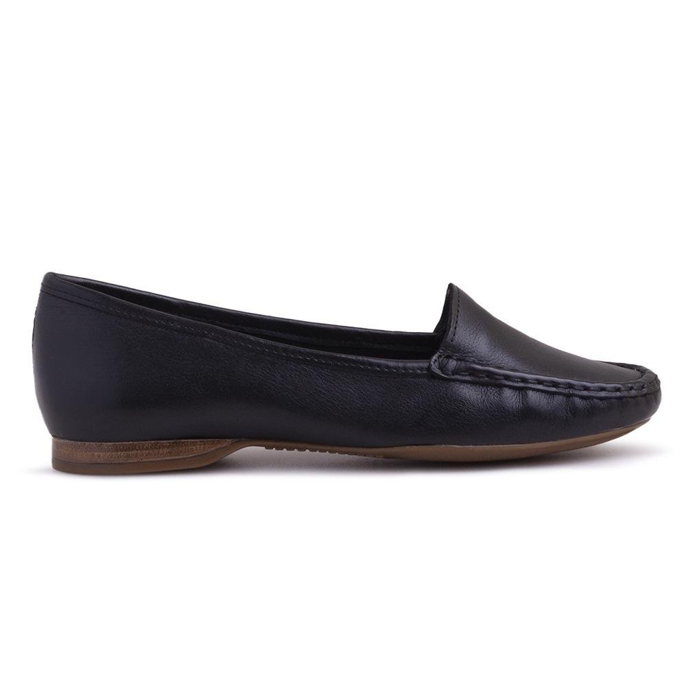 Mocassim Dockside Feminino Couro Liso Conforto Casual Preto 2