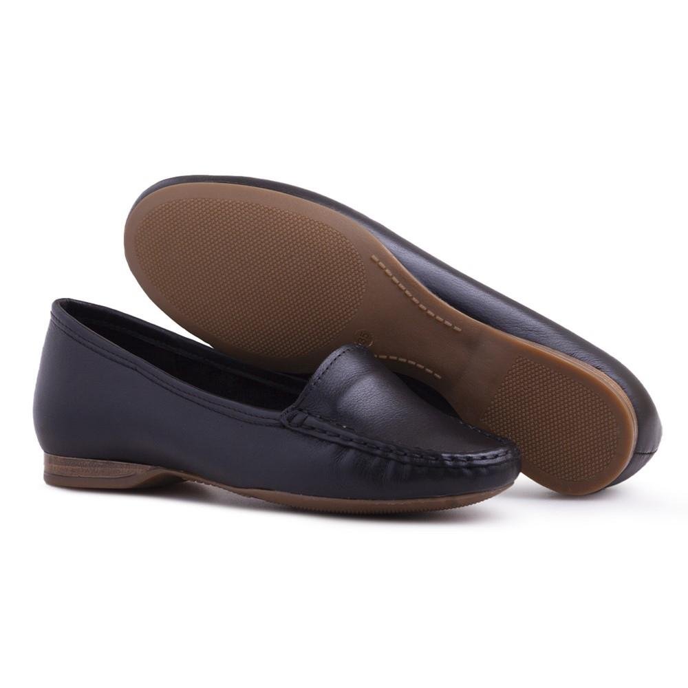 Mocassim Dockside Feminino Couro Liso Conforto Casual Preto 4