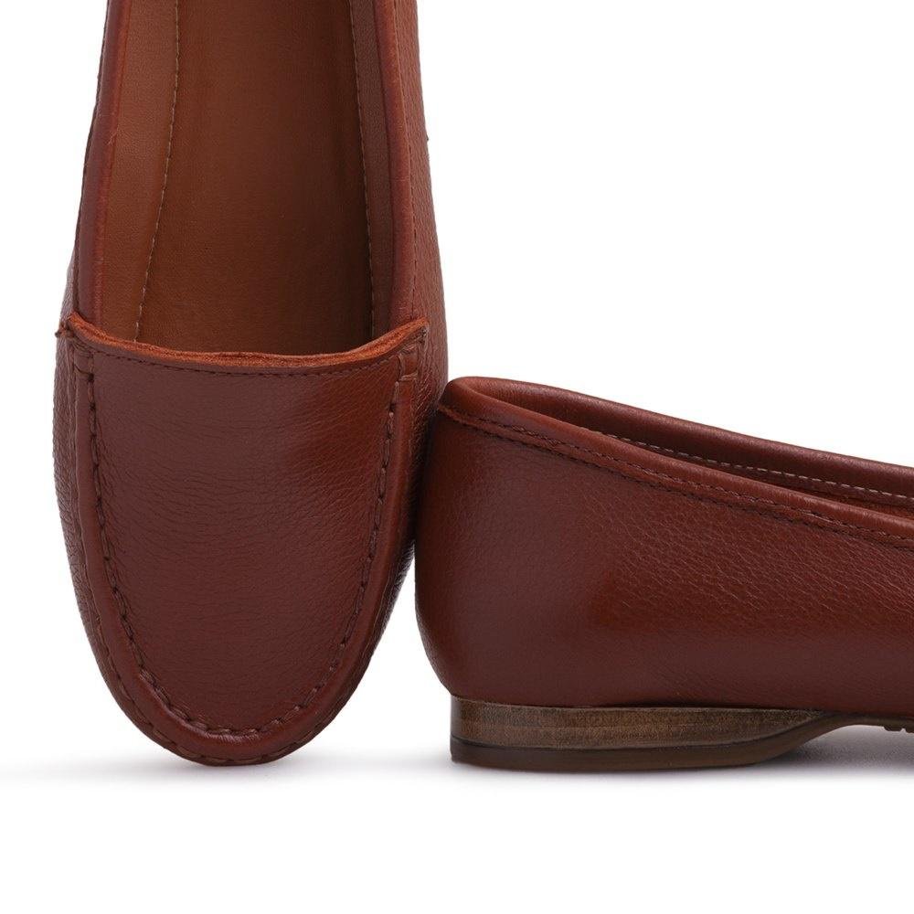 Mocassim Dockside Feminino Couro Liso Conforto Casual Marrom 3