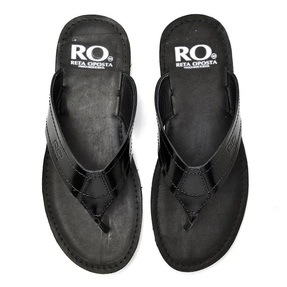 Chinelo Masculino Couro De Dedo Tiras Largas Dia a Dia Preto 3