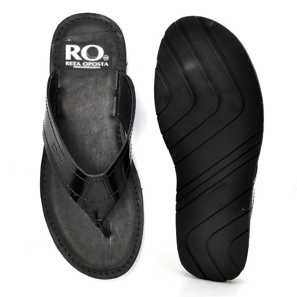 Chinelo Masculino Couro De Dedo Tiras Largas Dia a Dia Preto 5