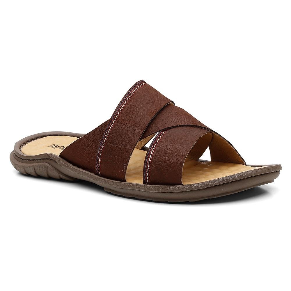 Chinelo Casual Masculino Couro Macio Despojado Versátil Vermelho 2