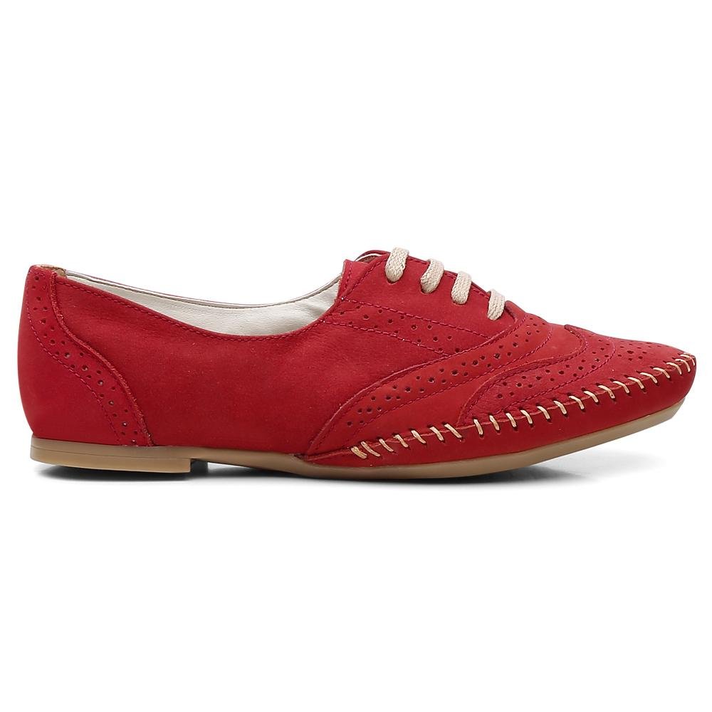 Sapato Social Feminino Oxford Confortável Moderno Casual Vermelho 1